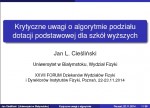 Krytyczne uwagi o algorytmie podziału dotacji podstawowej/Poznań